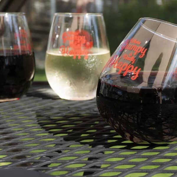 12 oz Stemless Wine Glasses Standard and Wobble